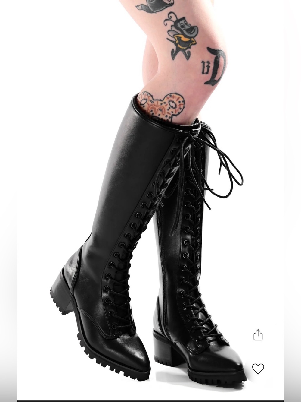 Foxblood Essex Black Lace-Up Knee-High Combat Boots size 7